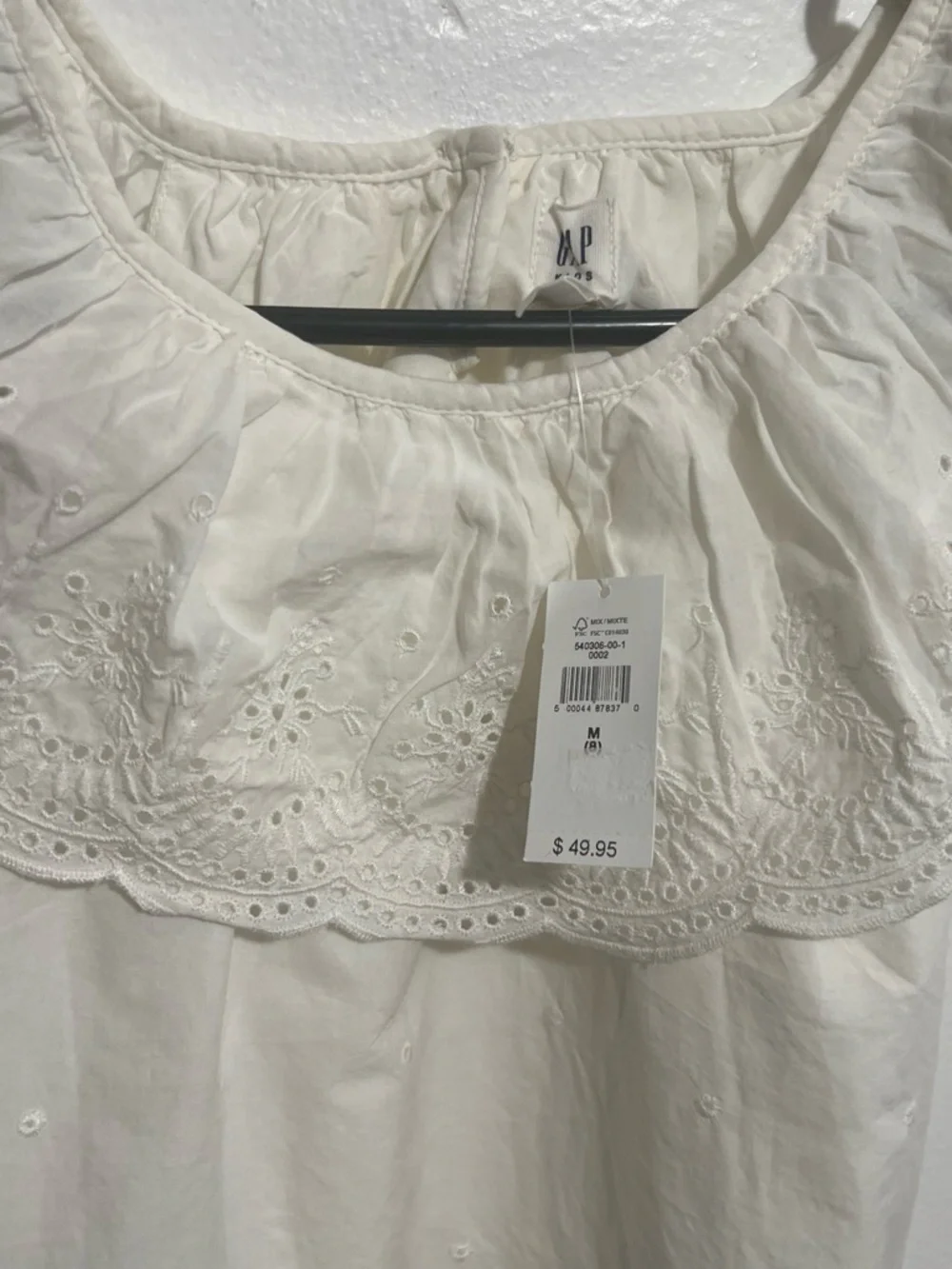 #9 NWT Gap Girls' White Eyelet Ruffle Top Size M(8)